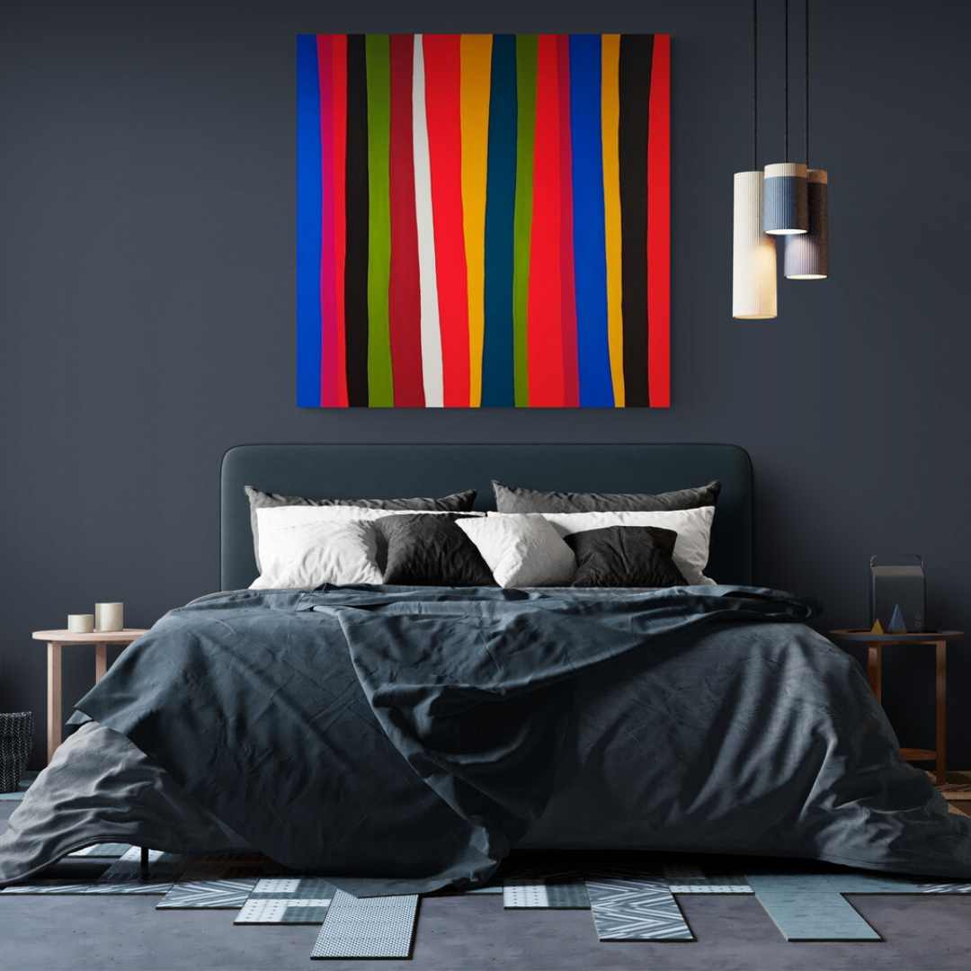  colorful adventure in "VERTICAL," featuring stripes in various hues.