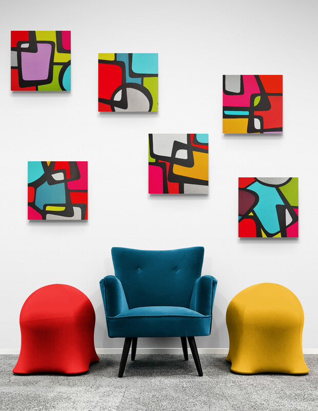 Customize your space with "WORLD’S FAIR" by arranging 20 individual canvases as you like.