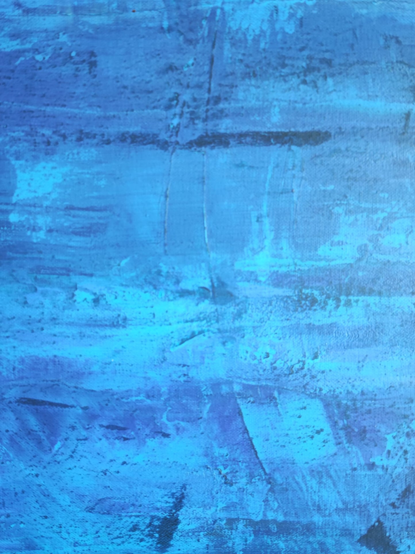 "Distant Silhouettes" from the Infinite Blue III Collection by Lenon B, an abstract painting with mysterious blue horizons.