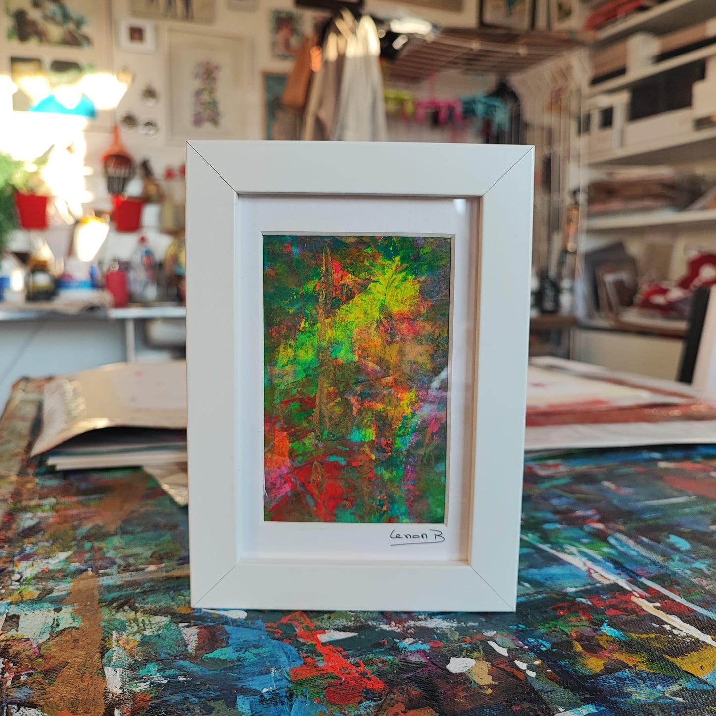 Hand-painted dynamic abstract artwork by Lenon B, perfect for gifting