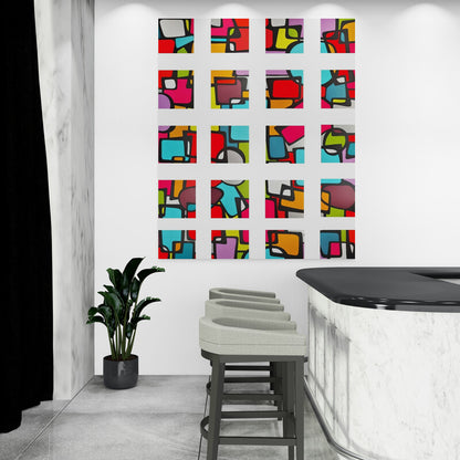 "WORLD’S FAIR" offers endless combinations of 20 canvases, allowing personalized arrangements by Lenon B