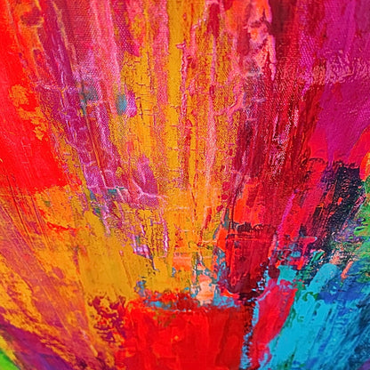 Central detail of "Energy," highlighting the dynamic burst of vivid colors.