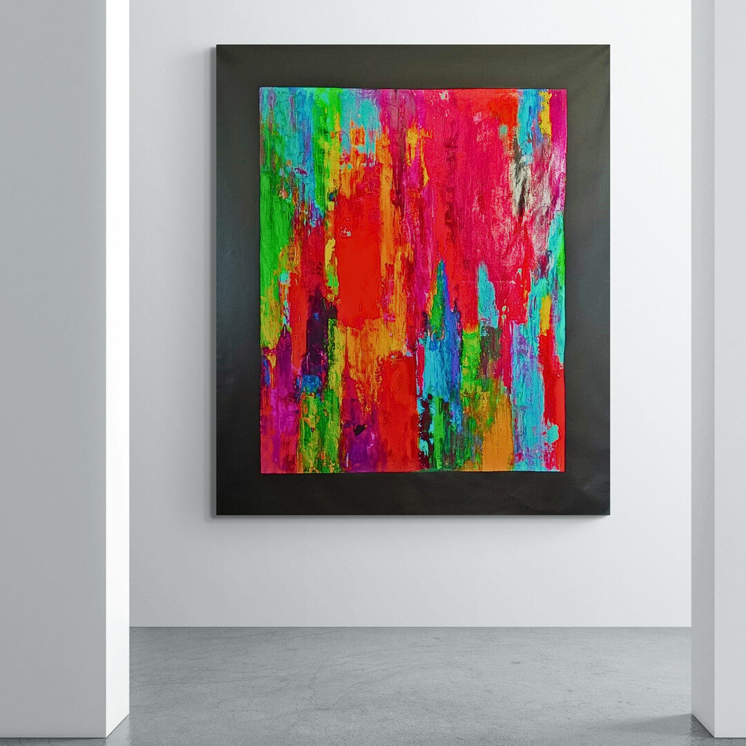 A high-quality image of the acrylic artwork "Energy" on canvas by Lenon B, featuring rich and dynamic colors.