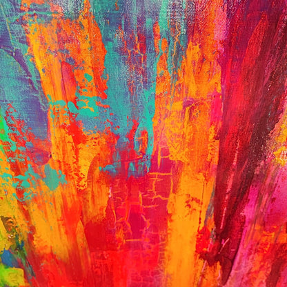 The canvas "Energy" by Lenon B, showcasing an explosion of warm and dynamic colors.