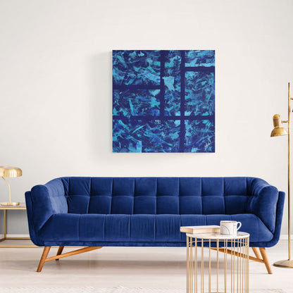 Acrylic art "Forêt Bleue" by Lenon B, reflecting the beauty of autumn.