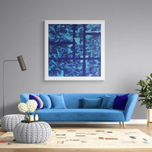  Peaceful nature art "Forêt Bleue" by Lenon B, ideal for serene spaces.