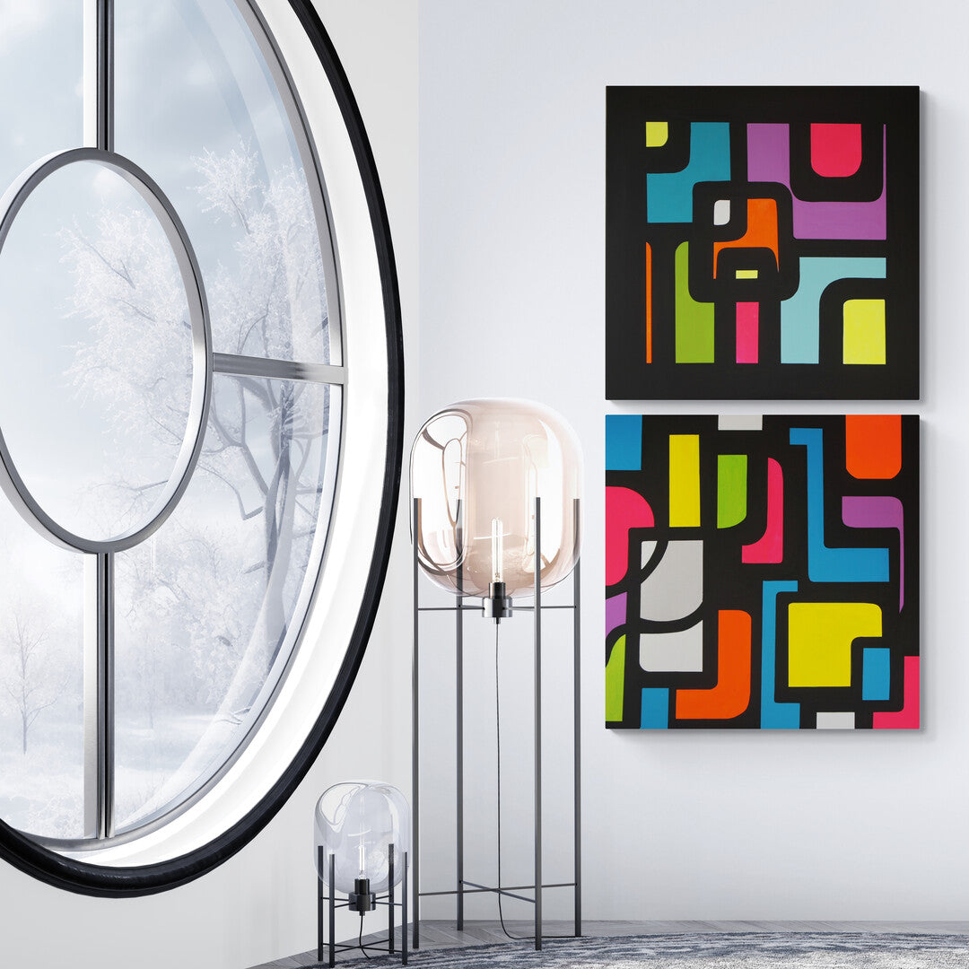 A geometric pop art piece inspired by 70s retro design, created by Lenon B.