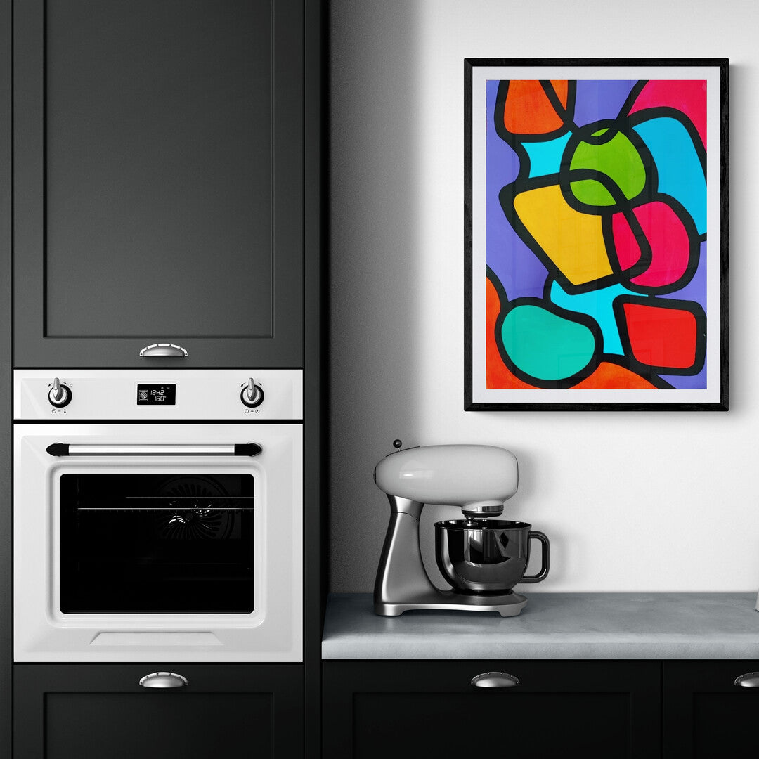 Hand-painted artwork featuring colorful design elements.