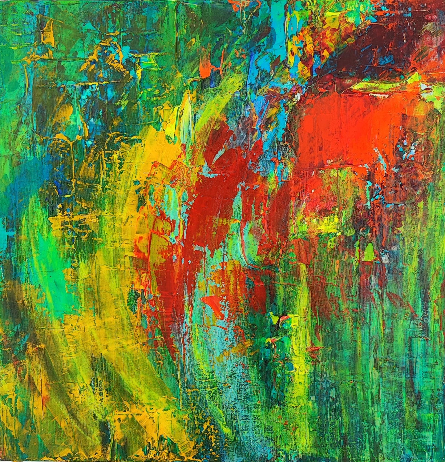 An abstract burst of energy expressed through vibrant colors in "Joy" by Lenon B.