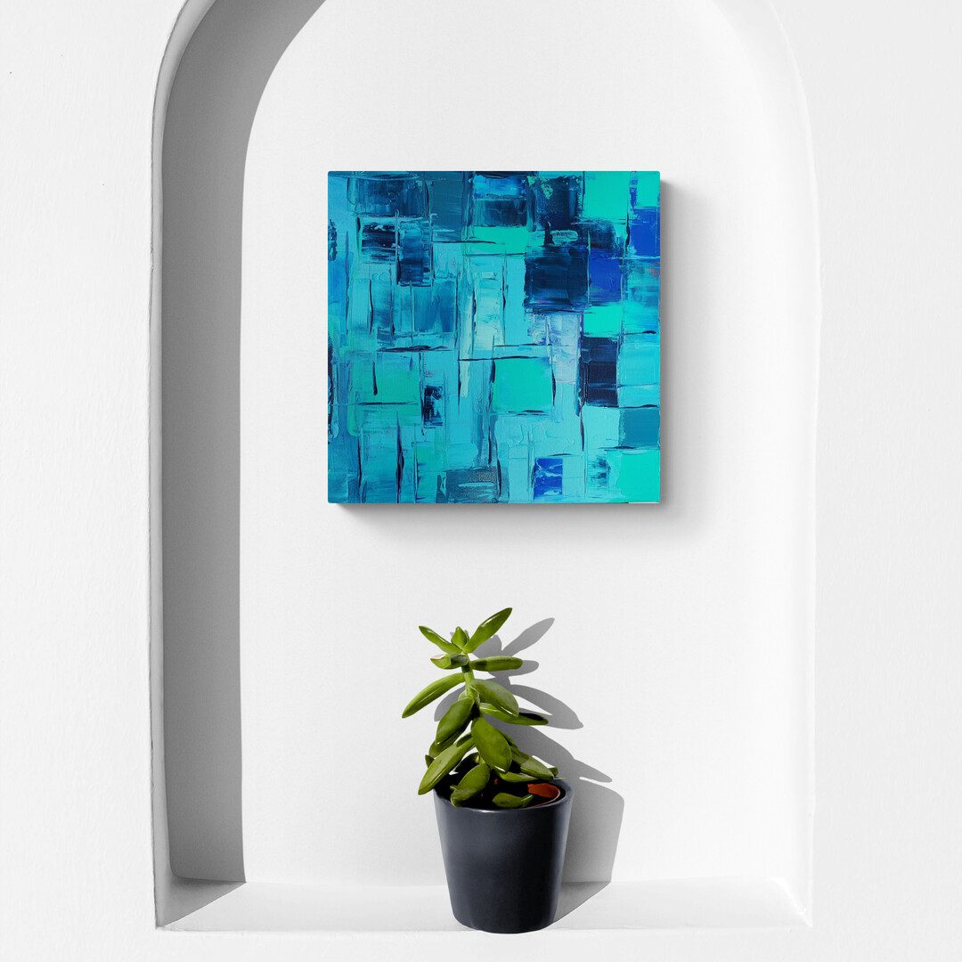 Meditation on the color blue in "Kaléidoscope Azur" by Lenon B, a serene abstract composition.