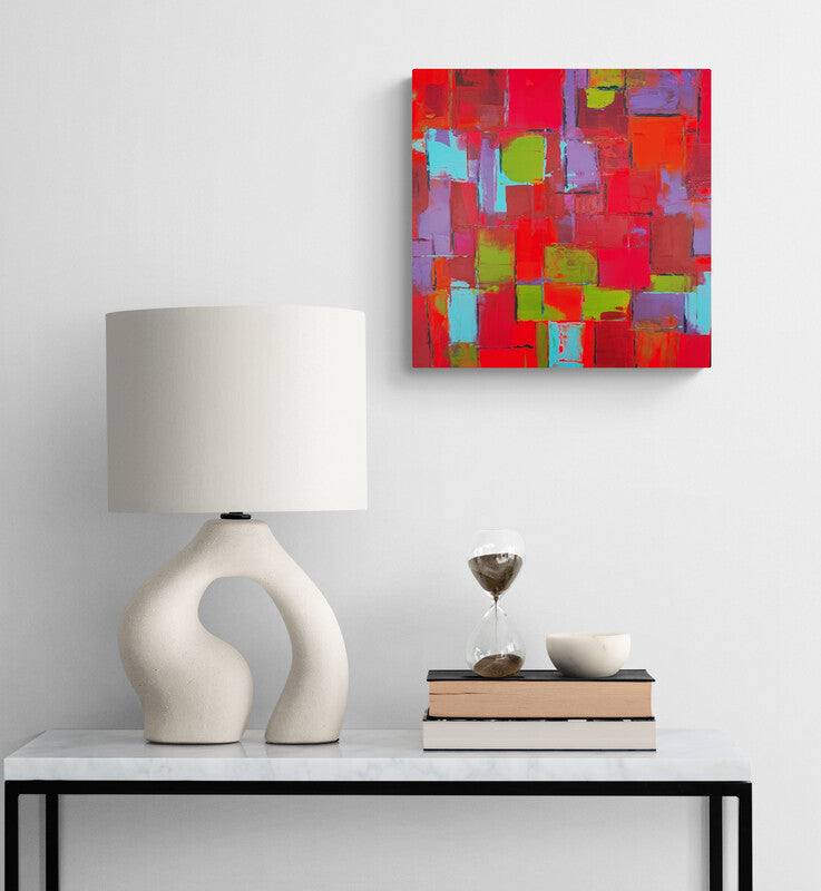 Contemporary abstract art "Kaléidoscope Be Happy" by Lenon B, blending vibrant colors in a dynamic composition.