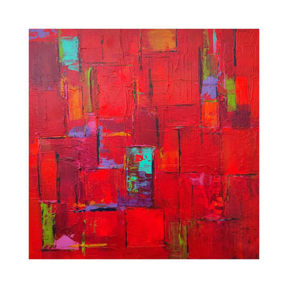 "Kaleidoscope Pretty Cherry" by Lenon B, a captivating abstract painting in subtle reds.