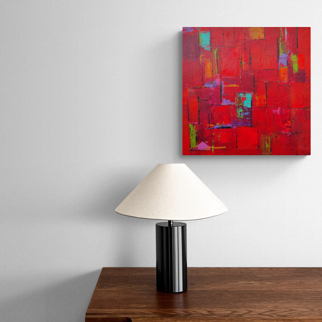 "Kaleidoscope Pretty Cherry" by Lenon B, a serene, modern painting with abstract energy.