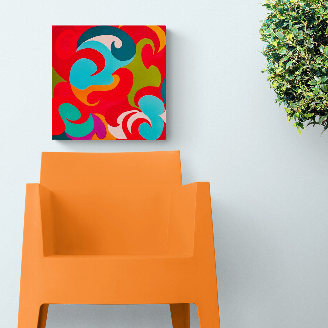 Lenon B’s "Oxygène 11", a bright and energetic acrylic painting inspired by the psychedelic art of the 70s.