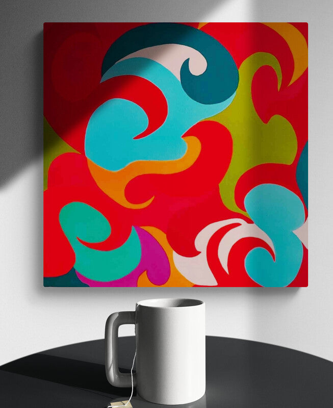 Lenon B’s "Oxygène 15", a playful acrylic painting inspired by the swirling patterns and colors of 70s psychedelic art.