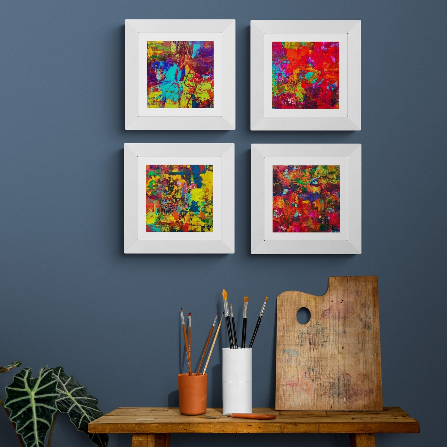 "Les Minis de Lenon"is a small acrylic collection  painting with colors shades, perfect gift for framing.