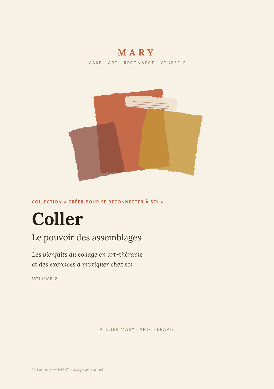 Coller, le pouvoir des assemblages, MARY Volume 2, couverture du PDF en français