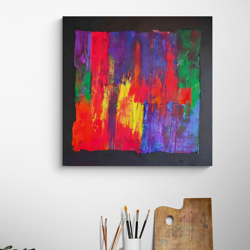 Deep black and vibrant colors create a powerful energy in "Magma," an abstract piece by Lenon B.