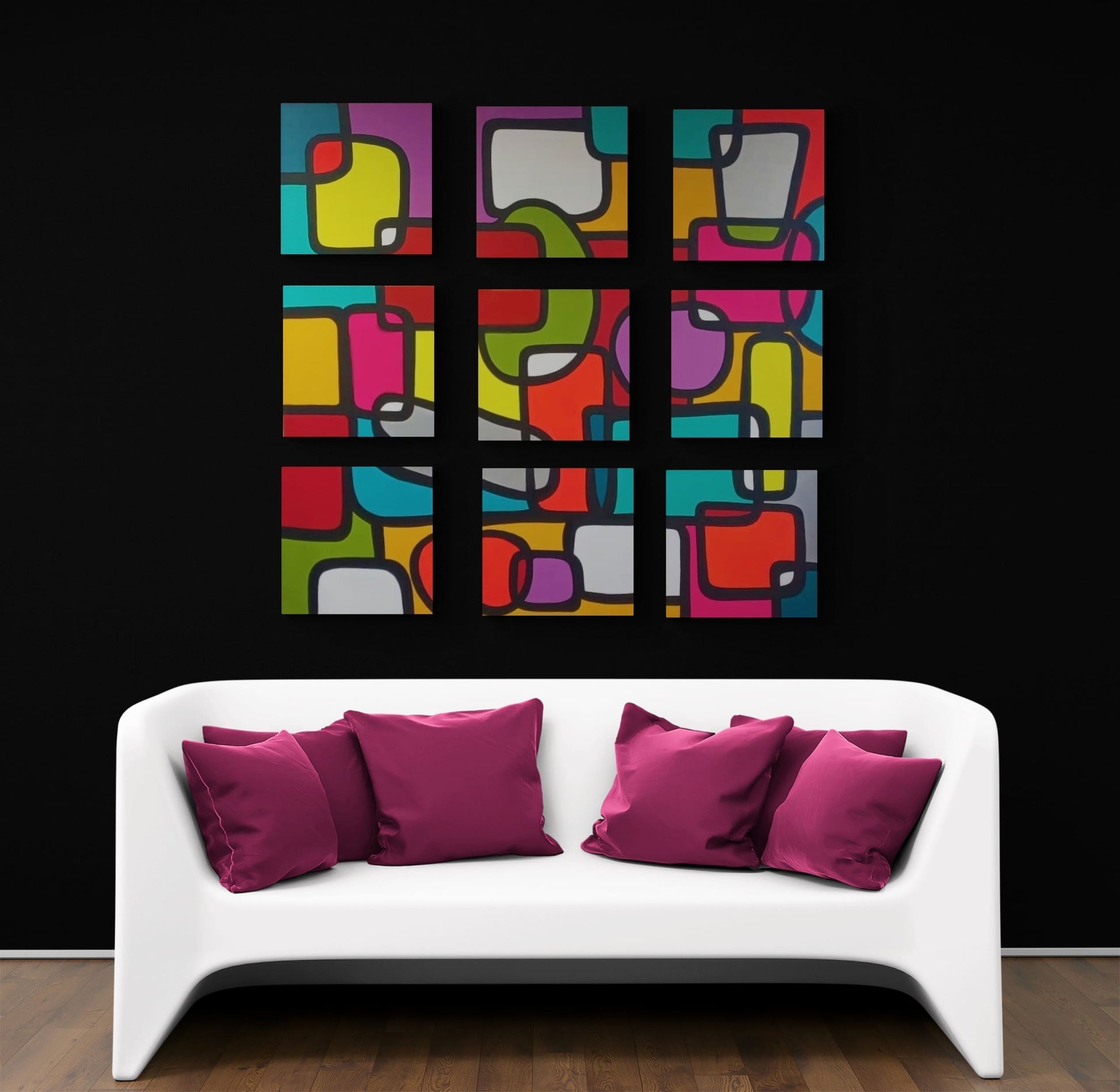 "Méli Mélo" by Lenon B captures positive energy and creativity with its vibrant, fluorescent colors.