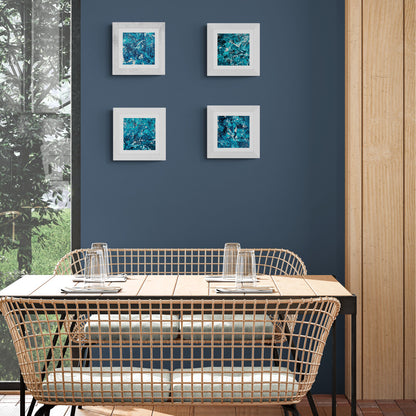 "Mini Bleu" by Lenon B is a small acrylic painting with calm blue shades, ideal for enhancing your interior.