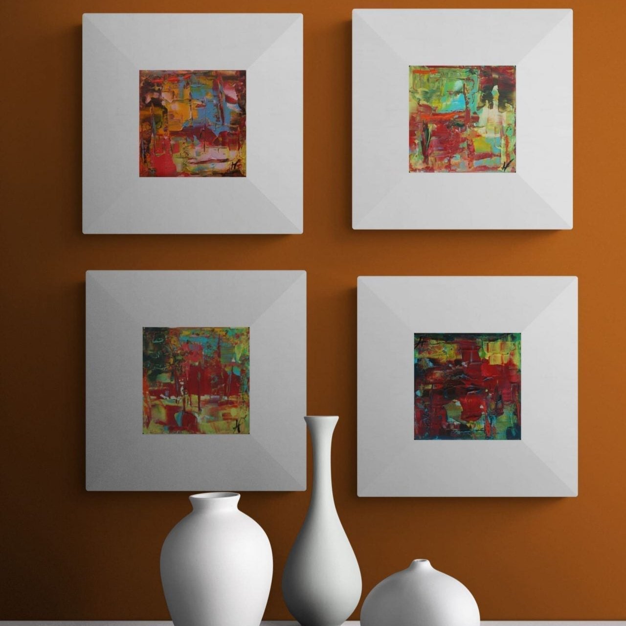 Les "Minis " by Lenon B is a small canvas artwork collection featuring a vibrant color palette.