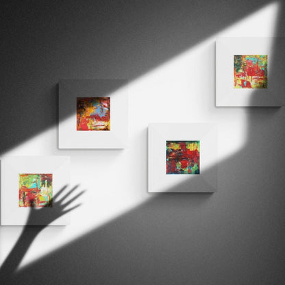 Les "Minis " by Lenon B is a small canvas artwork collection featuring a vibrant color palette.