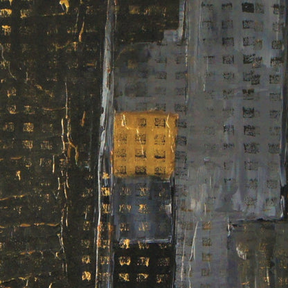 "NYC" by Lenon B, an artwork celebrating the city that never sleeps, featuring a dark backdrop illuminated by shimmering city lights.