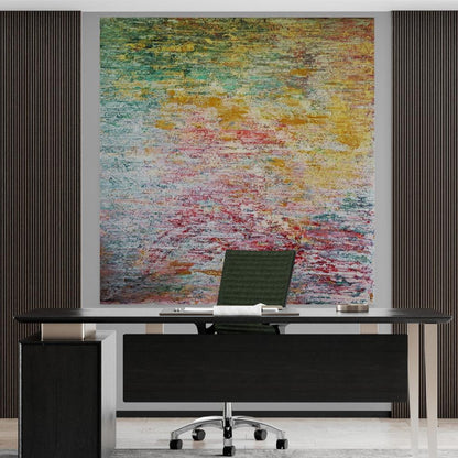 "Nymphéas" by Lenon B, a large-scale abstract painting that celebrates the harmony of nature and water through impressionistic brushstrokes and soft tones.