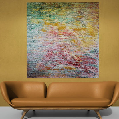 Nymphéas" by Lenon B, an XXL artwork that offers calm and serenity, with soft colors evoking the reflections of water and the beauty of nature.