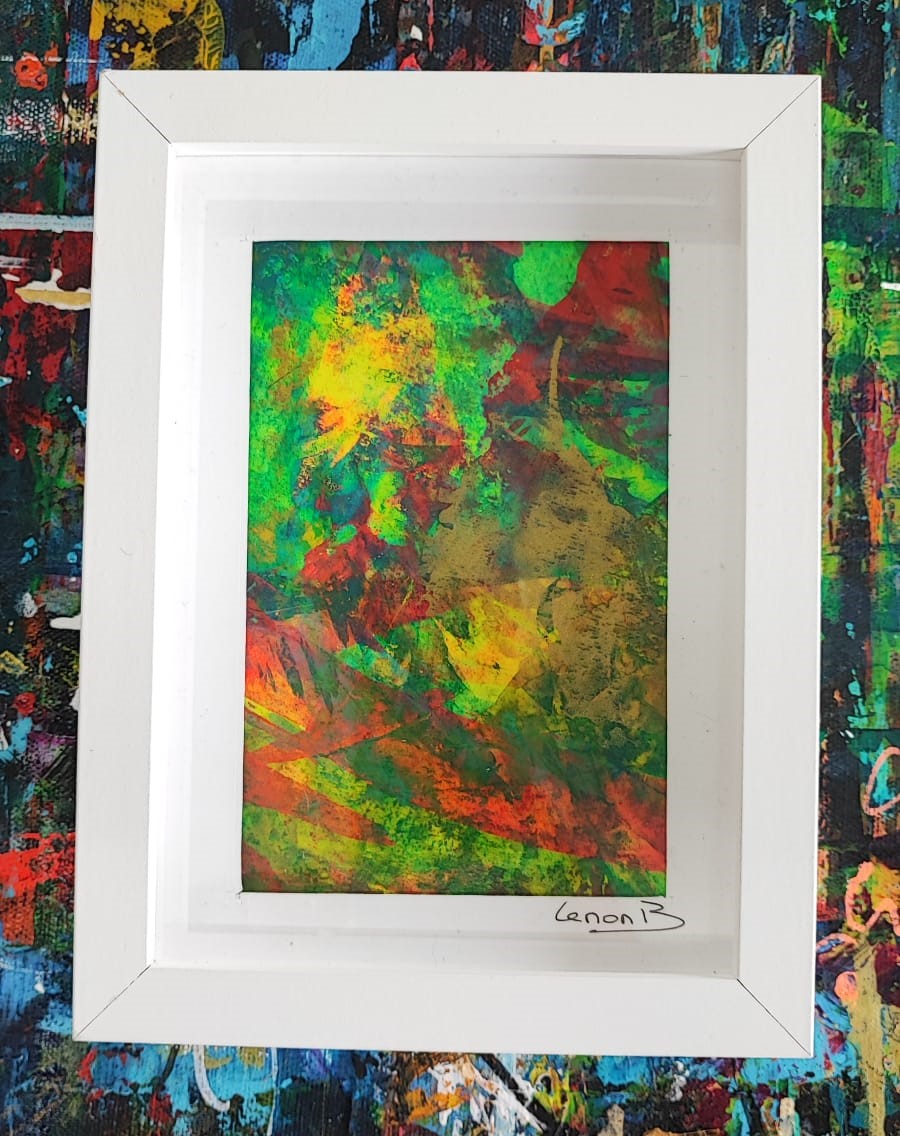 Artwork "Forever Gift" with dynamic tones and 3D framing.h rich colors.