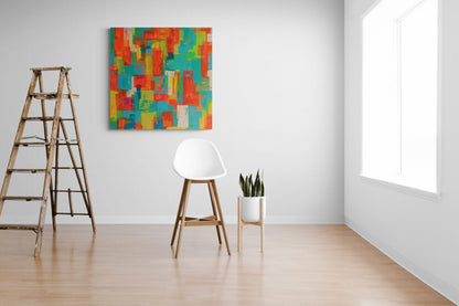 "Pixels" by Lenon B, an abstract expression of joy through vibrant colors.