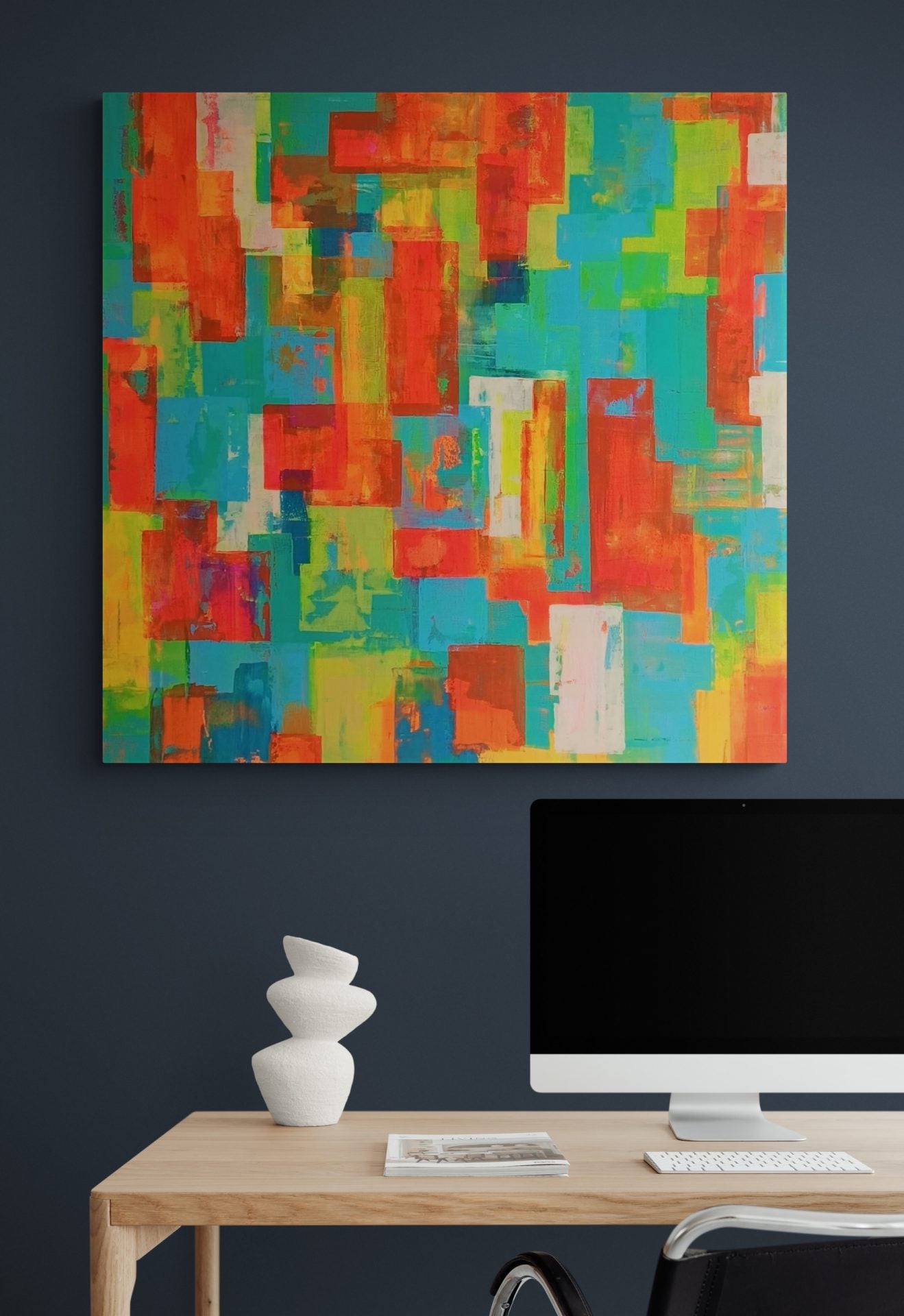 "Pixels" by Lenon B, showcasing a dynamic composition of colors and shapes.