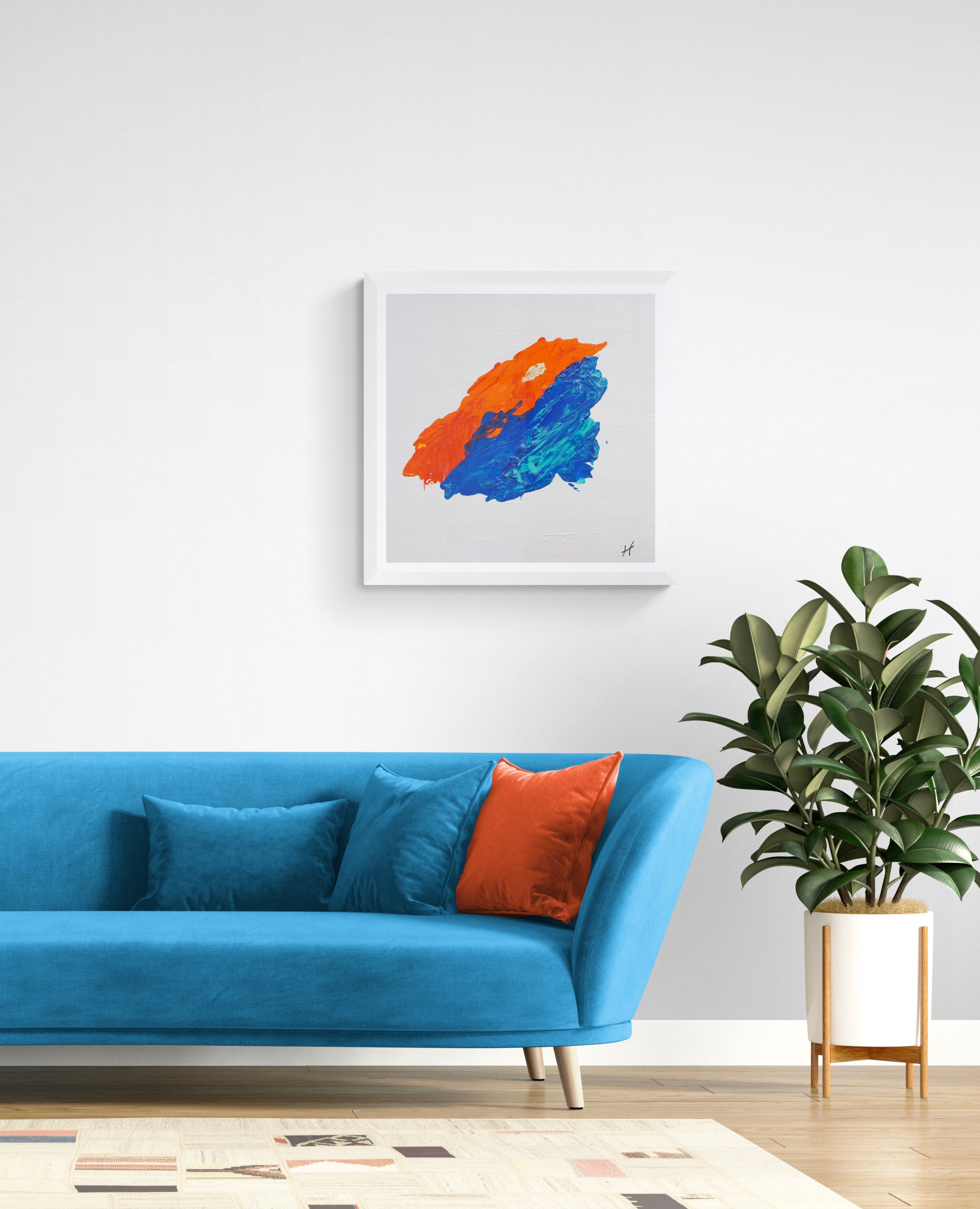 "Pôr do Sol na Ericeira," Lenon B’s minimalist sunset painting inspired by the Atlantic coast.