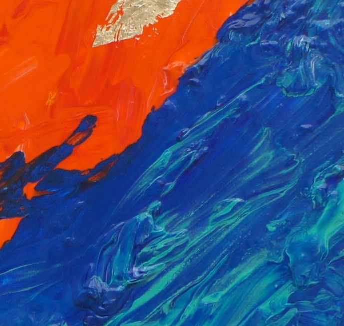 "Pôr do Sol na Ericeira," an abstract sunset with vibrant orange and deep blue by Lenon B.