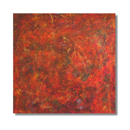 "Résilience" by Lenon B, an XXL canvas reflecting the strength of the human spirit through vibrant reds and golden accents.