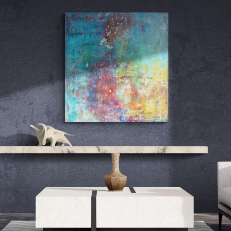 Lenon B’s "Requiem" features emotional depth through harmonious blends of blue and ochre tones.