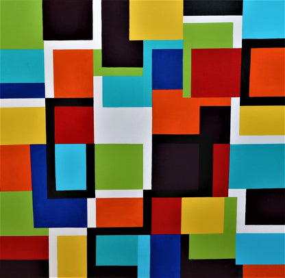 The playful arrangement of shapes in "Rubick's Cube" stimulates imagination and creativity.