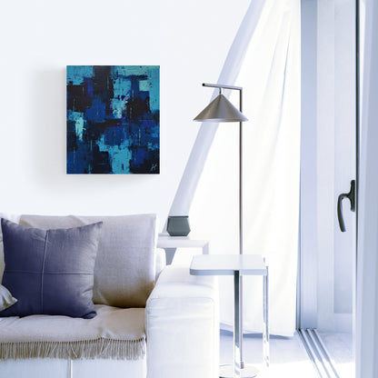 Dive into the deep and light blues of the Mediterranean with this artwork.