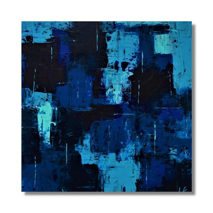 Santorin" by Lenon B is an acrylic artwork harmonizing deep and light blues of the Mediterranean.