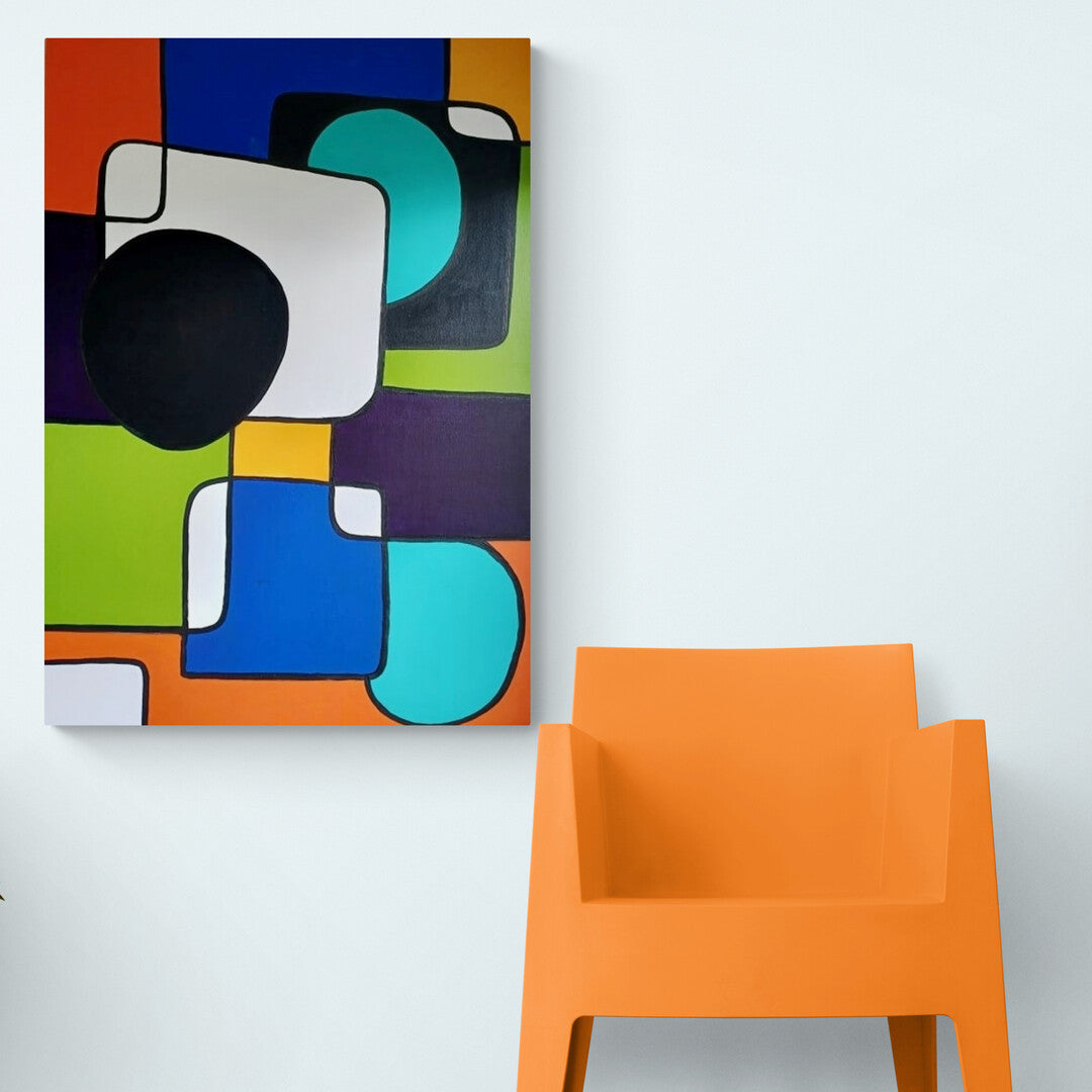 A dynamic canvas creation titled "Toto," embodying the spirit of 70s retro pop art with energetic composition.