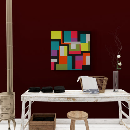 Colorful acrylic art inspired by the 80s game Tetris, created by Lenon B, blending retro vibes with modern pop art.