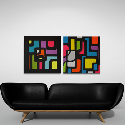 Vibrant neon colors inspired by New York's Times Square in this urban pop art canvas by Lenon B.