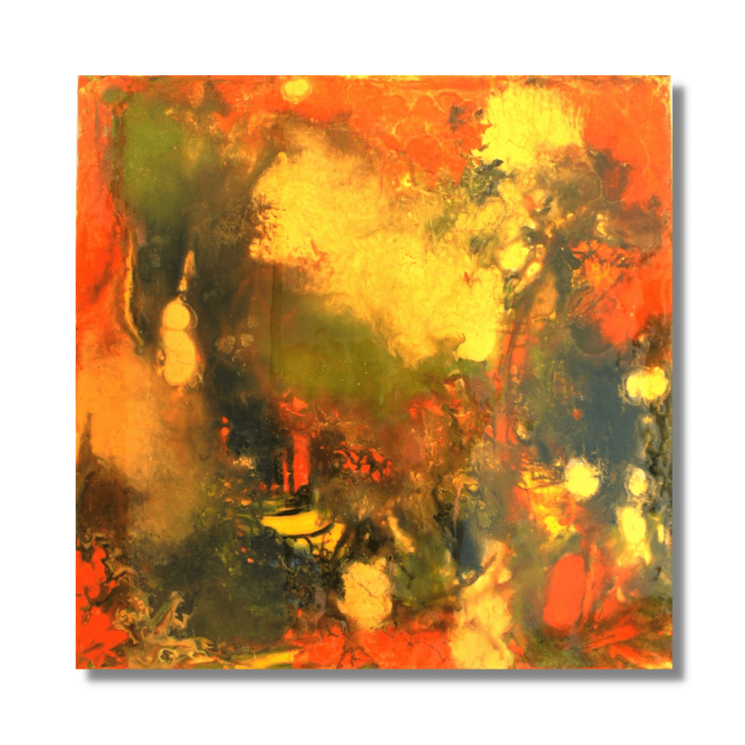 "Unakite," an artwork by Lenon B showcasing warm mineral colors on canvas.