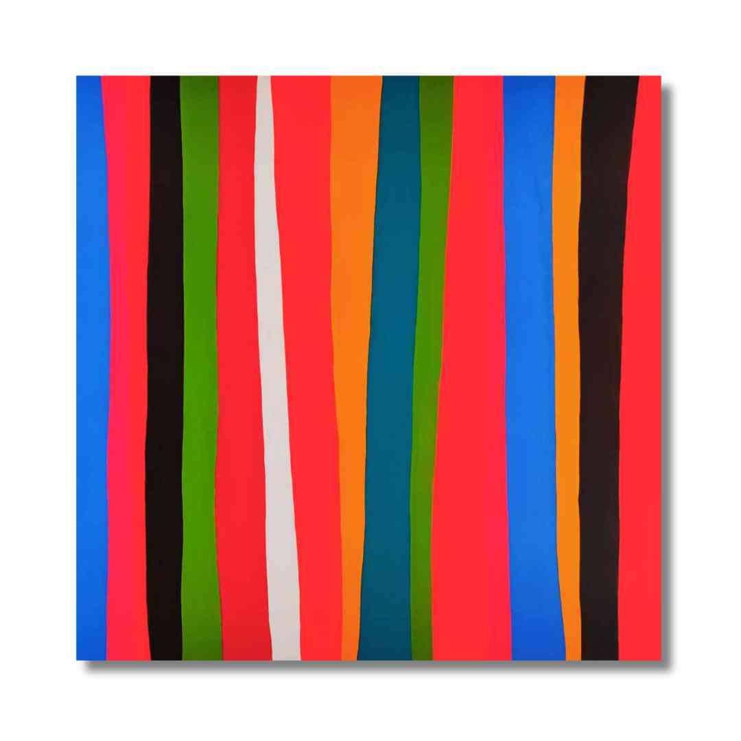 "VERTICAL," an artwork by Lenon B featuring vibrant vertical stripes.