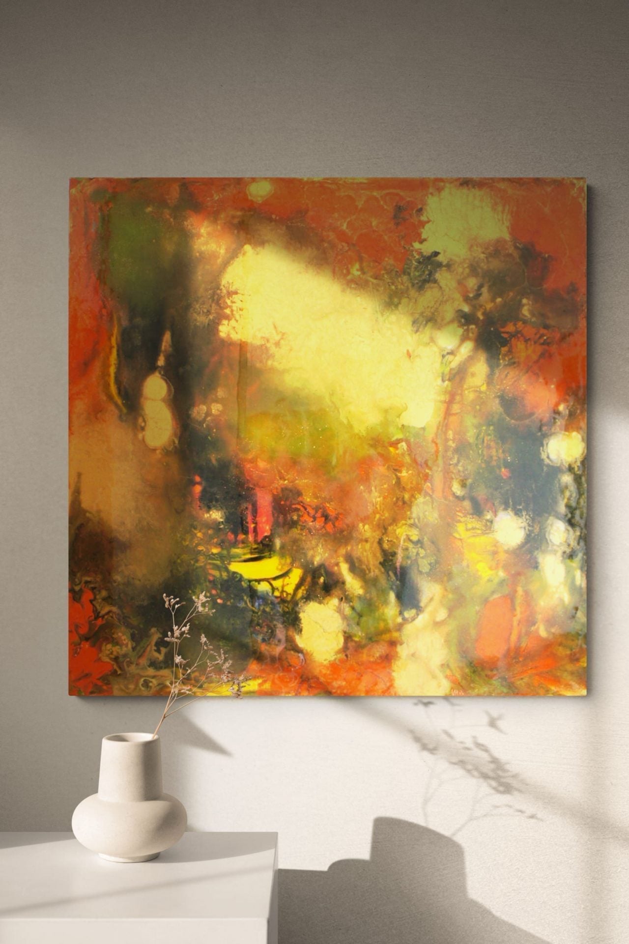 A warm energy canvas titled "Unakite," ideal for creating a cozy atmosphere in your home.