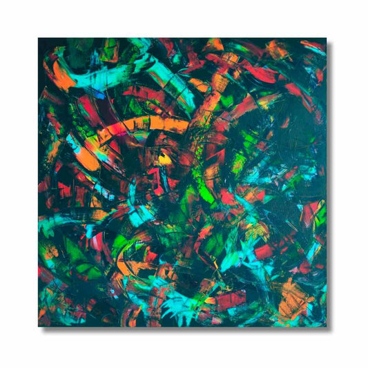 "West Side Story," an artwork by Lenon B featuring vibrant abstract colors.