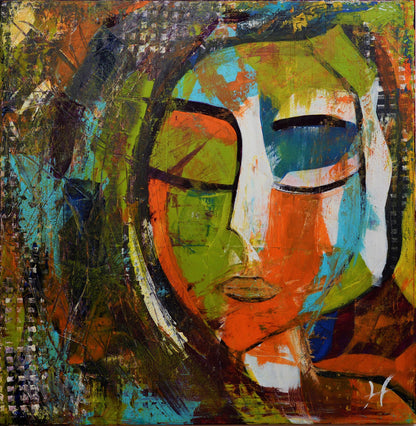 "Nossa Senhora de Fátima" by Lenon B – abstract religious painting