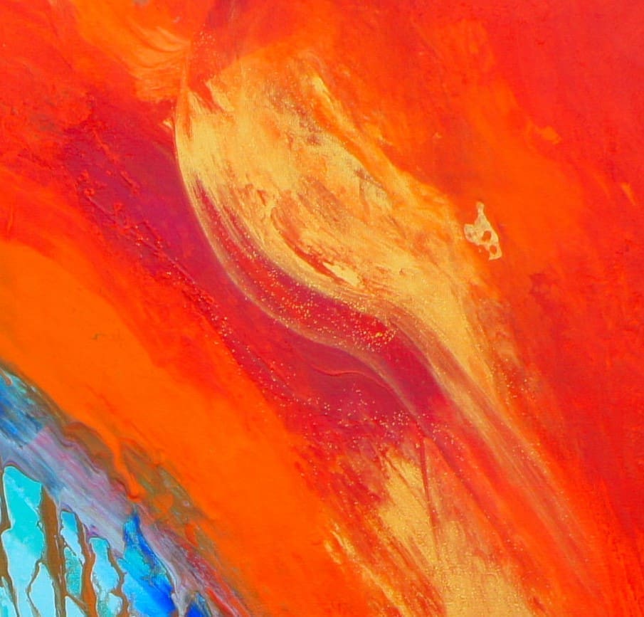 "Antelope Canyon" canvas artwork with bold red and orange hues