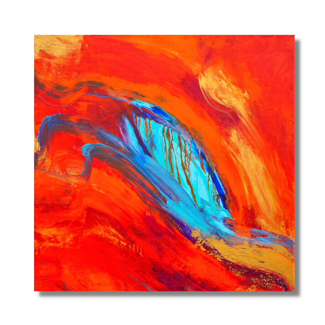 "Antelope Canyon" by Lenon B, showcasing vibrant red and orange