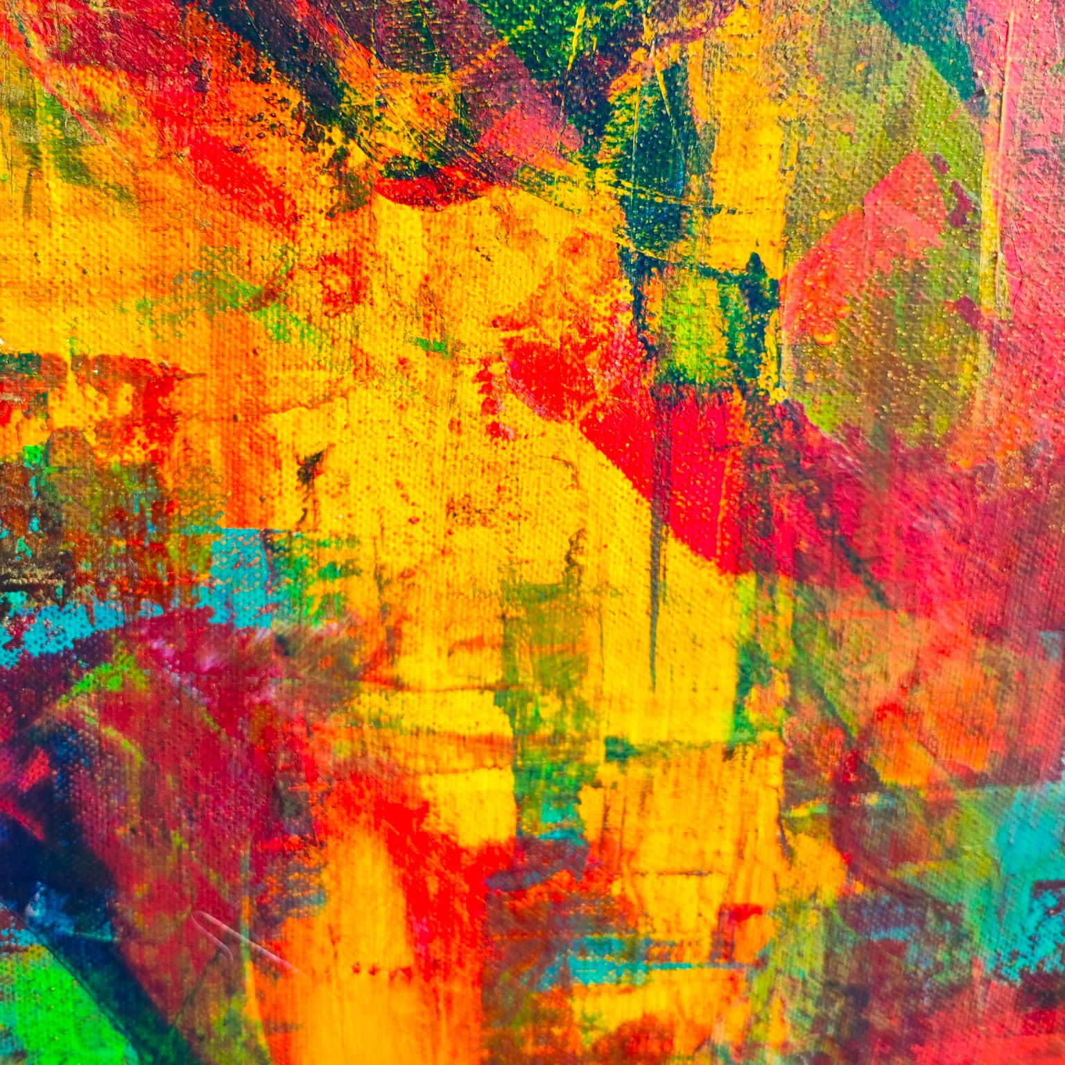 "Autant en Emporte le Vent" canvas artwork with vibrant hues